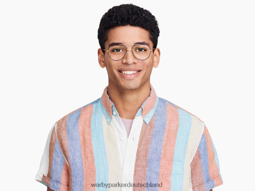 Warby Parker T4FT0T135 Brille gebürstete Tinte mit poliertem Gold York – Bild 2