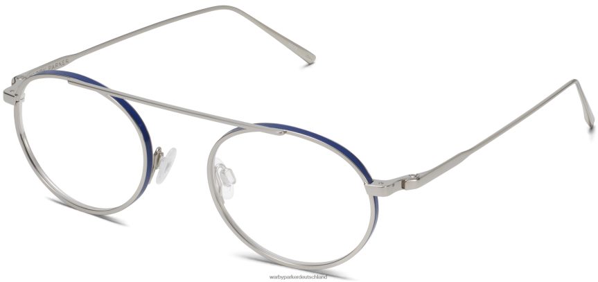 Warby Parker T4FT0T224 Brille poliertes Silber mit Blau Corwin – Bild 1