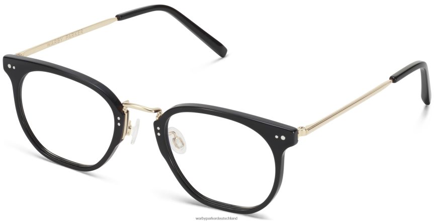 warby_parker_t4ft0t458_brille_tiefschwarz_mit_poliertem_gold_warte.jpg Warby Parker T4FT0T458 Brille tiefschwarz mit poliertem Gold Warte – Bild 1
